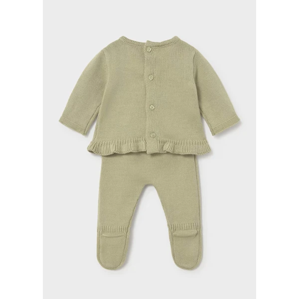 MAYORAL SET ROMPER CLOSED FOOT KNITTED LIGHT GREEN