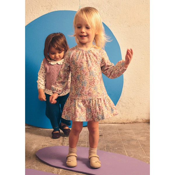 MAYORAL PRINTED SEERSUCKER DRESS PURPLE