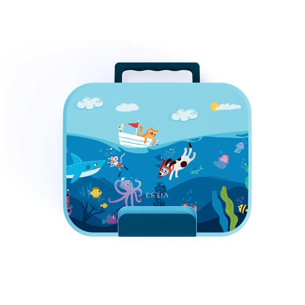 LUNCH BOX SAVE THE AEGEAN 1040ml 3 REMOVABLE COMPARTMENTS OCEAN PLAY