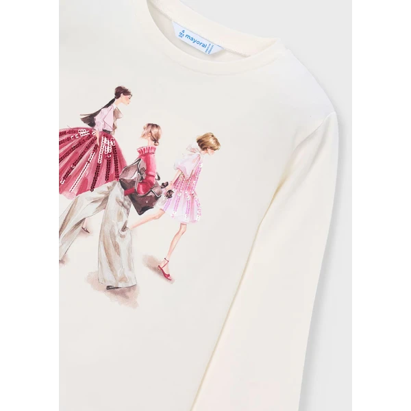 MAYORAL BLOUSE LONG SLEEVES FORMAL  ECRU-PINK