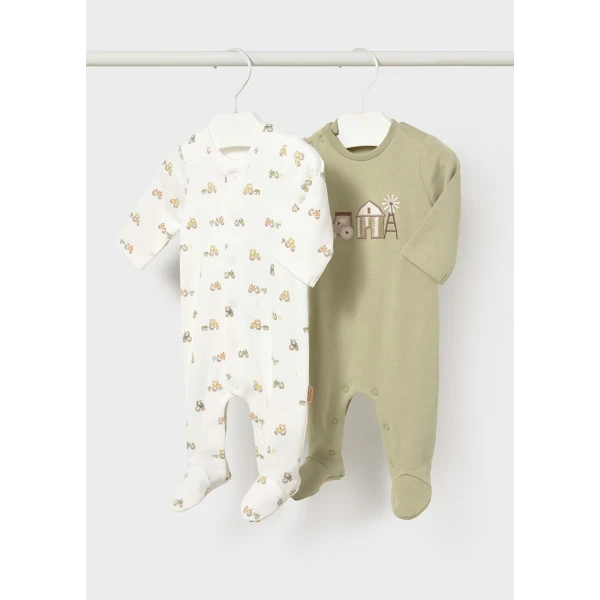 MAYORAL SET 2 ROMPERS INTELOCK LIGHT GREEN