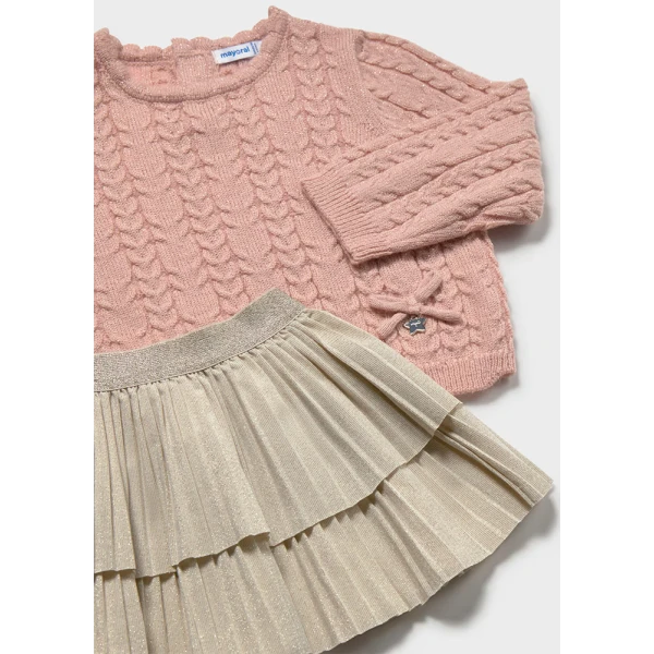 MAYORAL SET SKIRT WITH SWEATER SOFT PINK