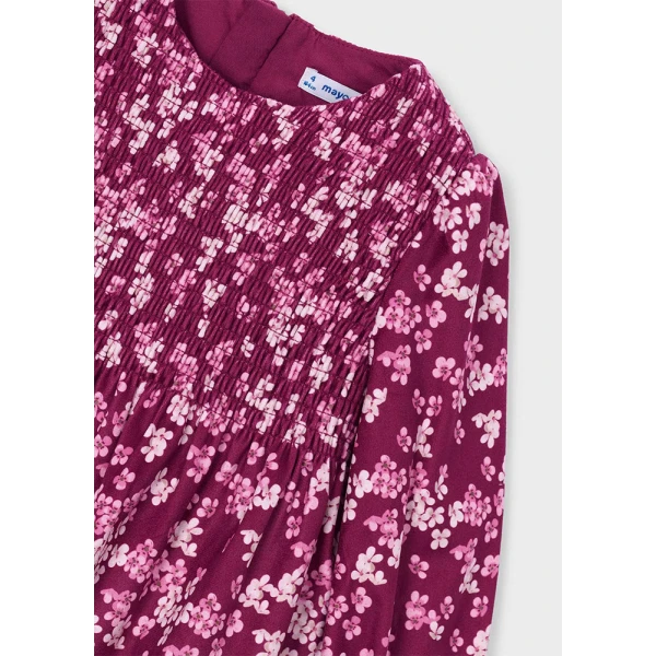 MAYORAL DRESS VELVET PRINTED RASPBERRY