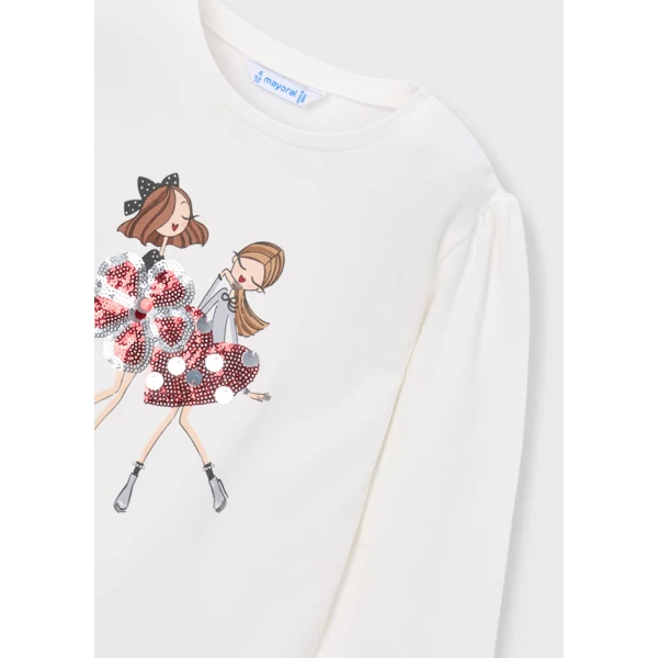 MAYORAL BLOUSE LONG SLEEVES FORMAL  ECRU-RED