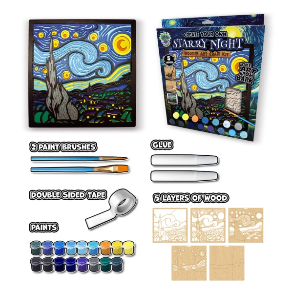 SPLAT PLANET WOODEN CRAFT SET STARRY NIGHT WOOD ART 25X25cm.
