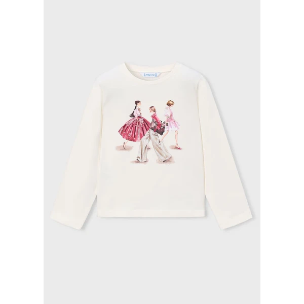 MAYORAL BLOUSE LONG SLEEVES FORMAL  ECRU-PINK