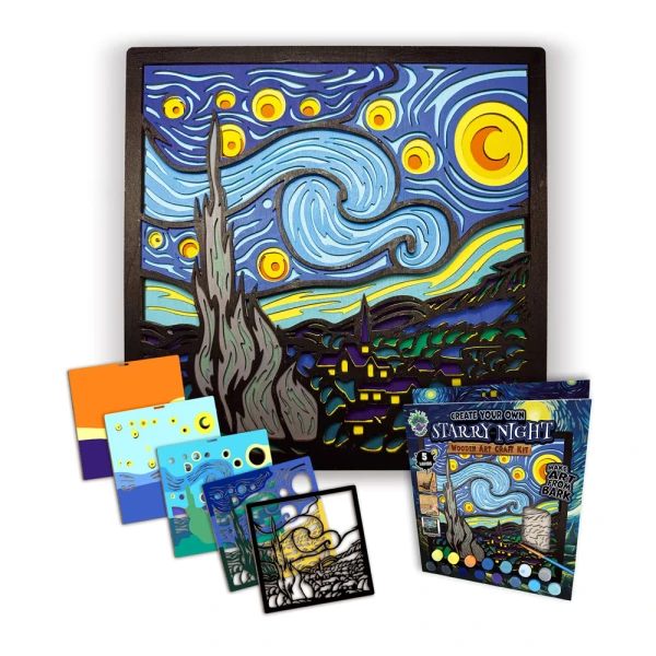 SPLAT PLANET WOODEN CRAFT SET STARRY NIGHT WOOD ART 25X25cm.