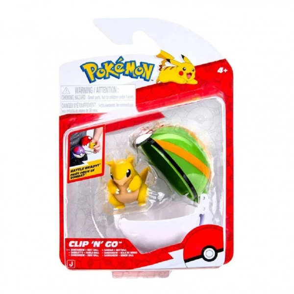 POKEMON POKE BALL CLIP N GO WITH FIGURE W22 - SANDSHREW WITH NEST BALL