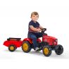 FALK RED SUPERCHARGER PEDAL TRACTOR WITH OPENING BONNET AND TRAILER