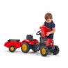 FALK RED SUPERCHARGER PEDAL TRACTOR WITH OPENING BONNET AND TRAILER