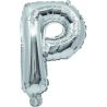 BALLOON SILVER FOIL 32 cm LETTER P AND STRAW