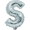 BALLOON SILVER FOIL 32 cm LETTER S AND STRAW