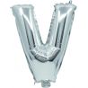 BALLOON SILVER FOIL 32 cm LETTER V AND STRAW