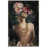 OIL PAINTING ON TOP OF PRINTED CANVAS WITH FRAME 102x152 CM WOMAN WITH FLOWER IN HER HAIR