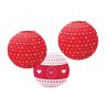 PAPER DECORATIVE BALL 24 cm WITH HEARTS 3 pcs