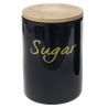  BLACK CERAMIC SUGAR CANISTER WITH BAMBOO LID 12X12X17 CM