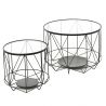 METAL TABLE SET 2 pcs WITH GLASS LARGE:60x60x40 CM SMALL:40x40x38 CM