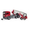 BRUDER MAN TGS TRUCK WITH ROLL-OFF CONTAINER AND SCHAFFER YARD LOADER