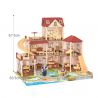 DOLLHOUSE VILLA WITH 8 ROOMS & MANY ACCESSORIES
