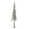 FROSTED CHRISTMAS TREE WITH IRON BASE AND WOODEN TRUNK 210CM