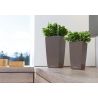 LECHUZA Planters PREMIUM MINI CUBI 9 WITH A / P TAUPE WITH WATER INDEX