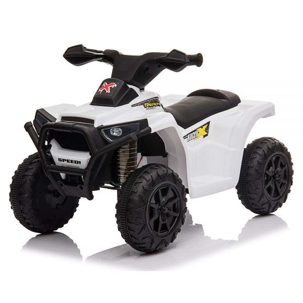 ELECTRIC BLUE ATV 6V, 4.5AH WHITE WITH LIGHTS, MUSIC AND SUSPENSION 