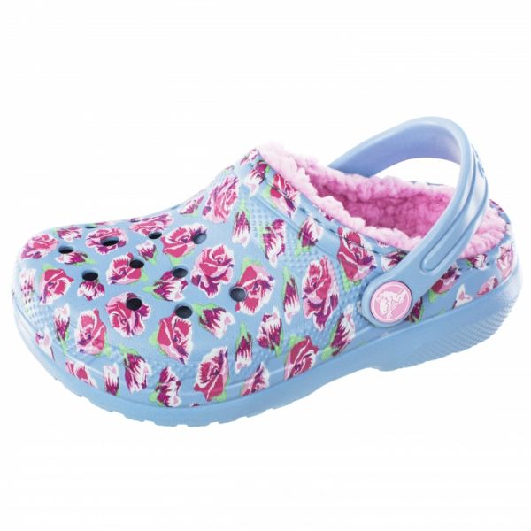 CROCS CLASSIC LINED GRAPHIC CLOG K CHAMBRAY BLUE-CARNATION