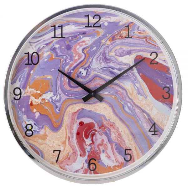 PURPLE METAL WALL CLOCK WITH GLASS D 40 cm