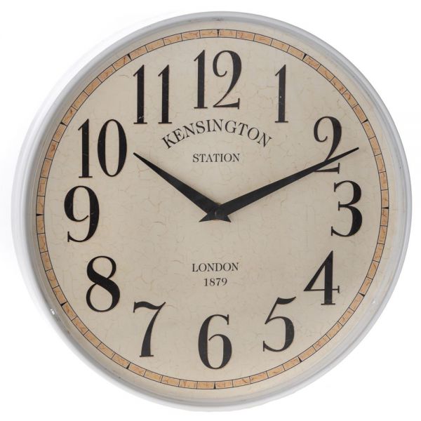 WHITE METAL WALL CLOCK WITH PLASTIC COVER D 30 cm