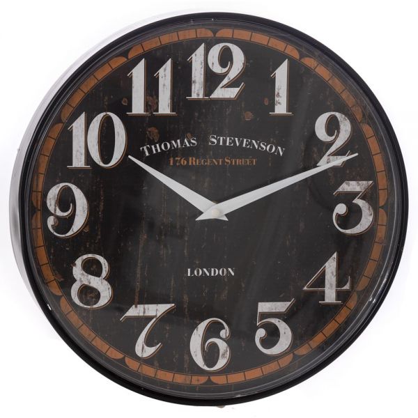 BLACK METAL WALL CLOCK WITH PLASTIC COVER D 30 cm