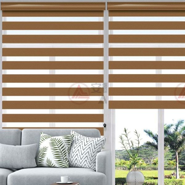 BROWN COLOR DAY AND NIGHT LIGHT FILTERING ROLLER SHADE 150Χ200 cm