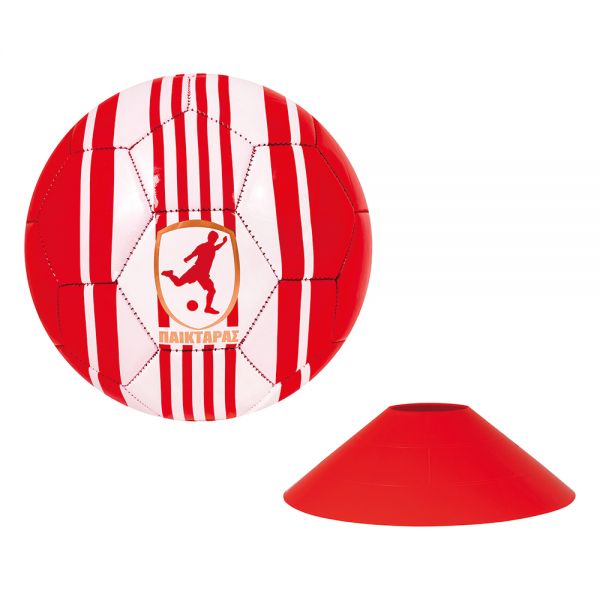 PAIKTARAS RED WITH LEATHER BALL AND 4 CONES FOR AGES 4+