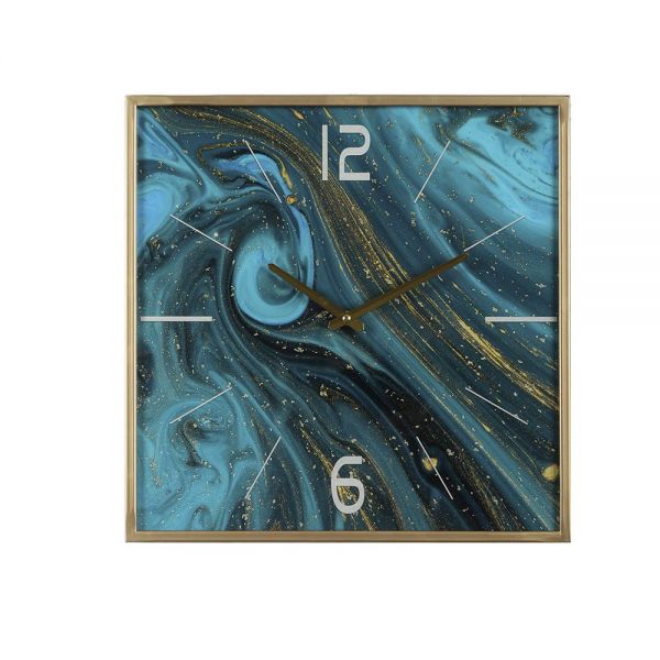 IRON WALL CLOCK WITH GLASS SQUARE 41x41x5 cm