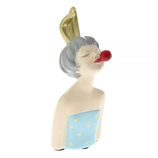 DECO SWEET GIRL WITH A BUBBLE GUM RESIN STATUE 9X7X19 CM