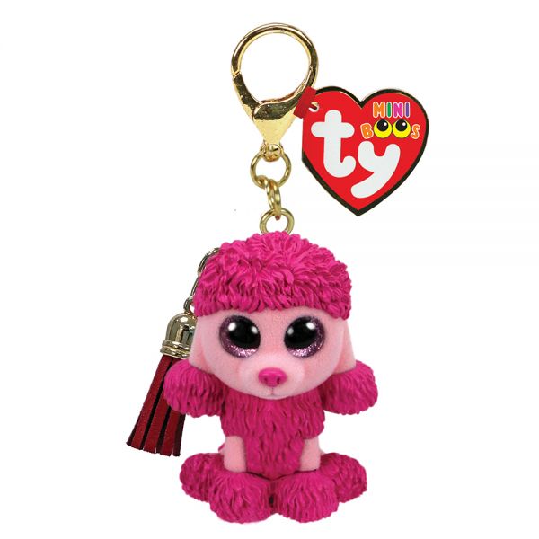 TY MINI BOOS CLIP POODLE DOG PINK