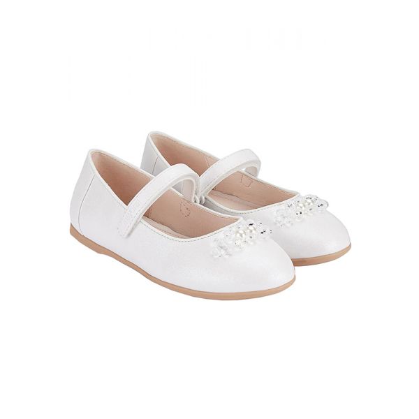 MAYORAL BALLERINA SHOES BEADS WHITE-SILVER