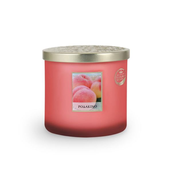 HEART & HOME CANDLE WITH DOUBLE TINDER 220g PEACH