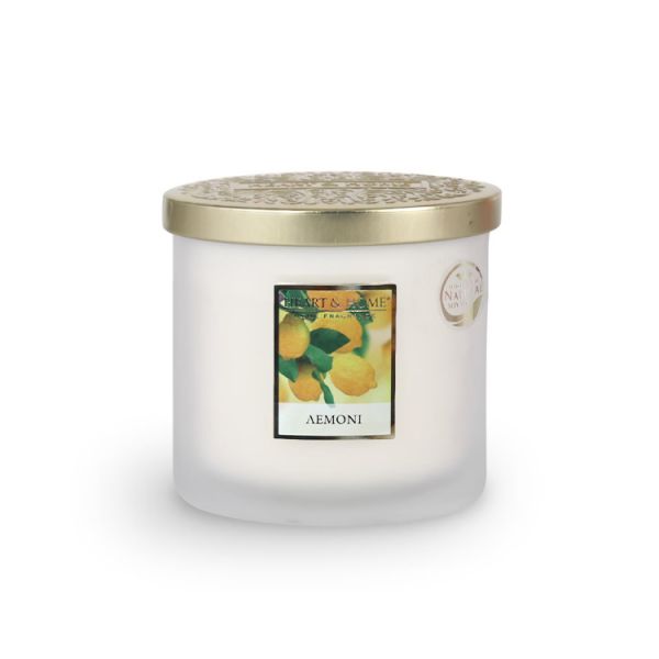 HEART & HOME CANDLE WITH DOUBLE TINDER 220g LEMON