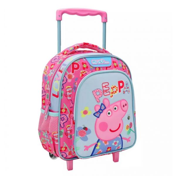 MUST TODDLER TROLLEY BACKPACK 27X10X31 cm 2 CASES PEPPA PIG LOVELY