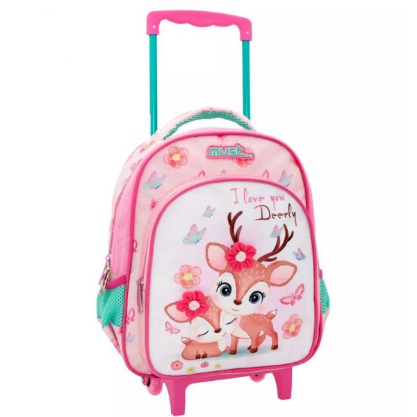 MUST TODDLER TROLLEY BACKPACK 27X10X31 cm 2 CASES I LOVE YOU DEERLY