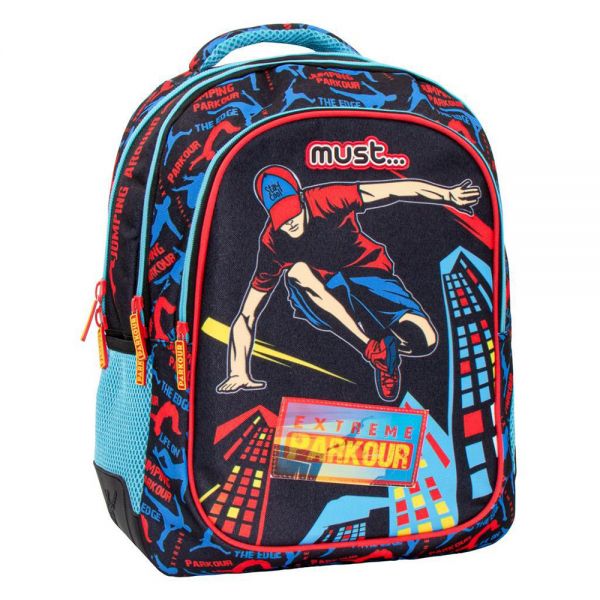 MUST SCHOOL BACKPACK 32X18X43 cm 3 CASES EXTREME PARKOUR
