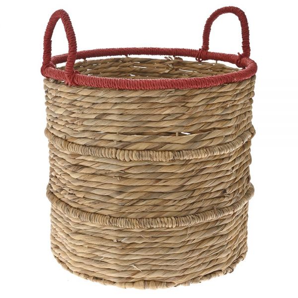  WILLOW BASKET WITH RED HANDLES D41x46 CM