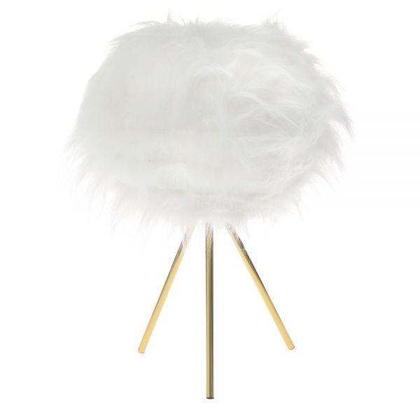 DECO WHITE METAL TABLE LAMP 30X50 CM WITH FUR