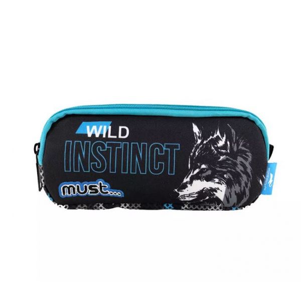 MUST PENCIL CASE WITH 2 ZIPPERS 21X6X9 cm ANIMAL PLANET WILD INSTICT WOLF