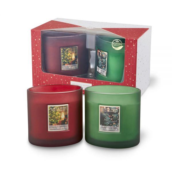 HEART & HOME TWIN WICK CANDLES GIFT SET HOME FOR CHRISTMAS