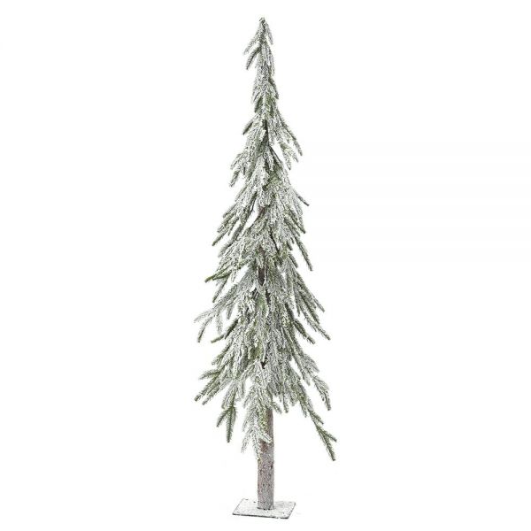 FROSTED CHRISTMAS TREE WITH IRON BASE AND WOODEN TRUNK 150CM