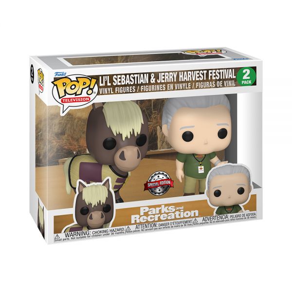 FUNKO POP! 2 PACK TELEVISION PARKS AND RECREATION VINYL FIGURES LIL SEBASTIAN AND JERRY HARVEST FESTIVAL