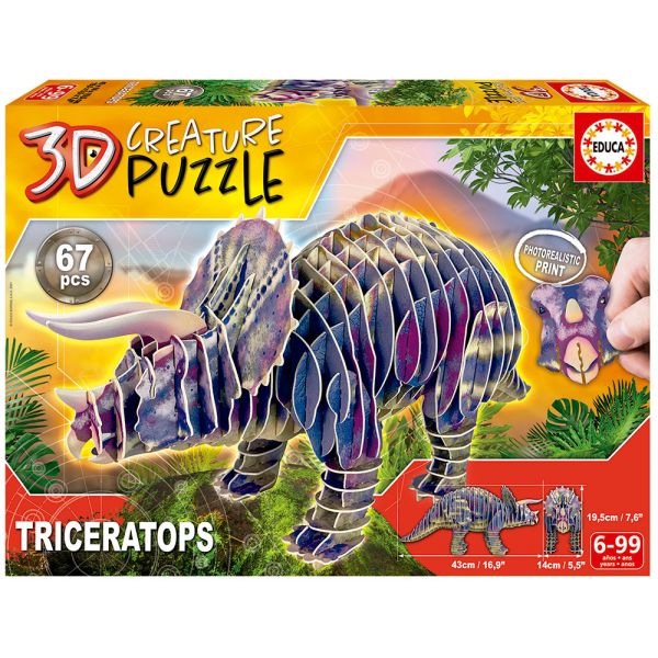 EDUCA 3D CREATURE PUZZLE 67 pcs TRICERATOPS