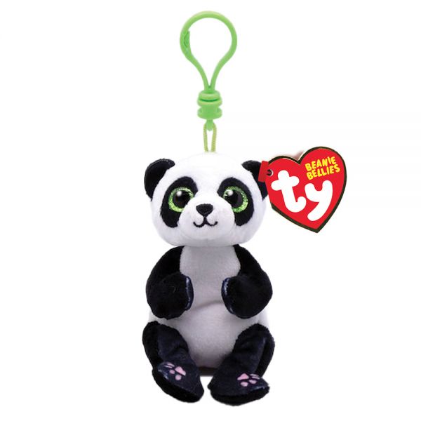 TY BEANIE BELLIES YING PLUSH WITH CLIP PANDA WHITE AND BLACK 8.5 cm