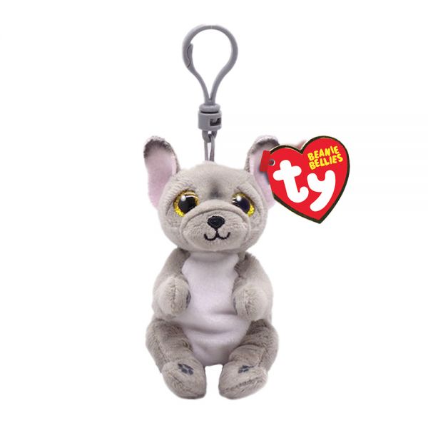 TY BEANIE BELLIES WILFRED PLUSH WITH CLIP DOG GREY 8.5 cm